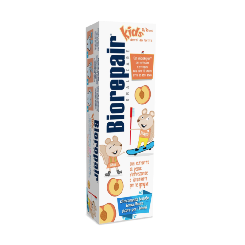Pasta de dinti pentru copii cu extract de piersica Biorepair Kids 0-6 ani, 50 ml, Coswell