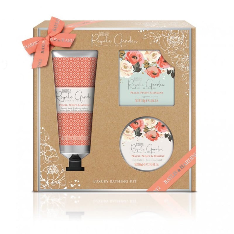 Set cadou Baylis & Harding cu Piersici, Bujori si Iasomie, 3 piese, RGP213P
