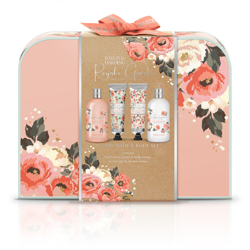Set cadou Baylis & Harding cu Piersici, Bujori si Iasomie, 4 piese, RGP21CASE