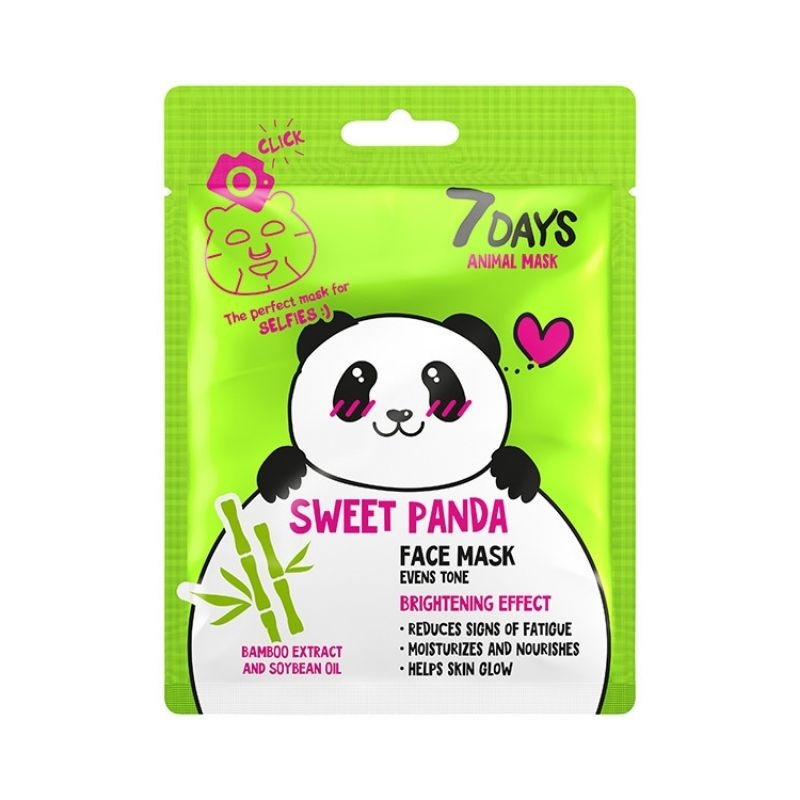 7DAYS Masca de fata Sweet Panda cu Extract de Bambus si Ulei de Soia, 28g
