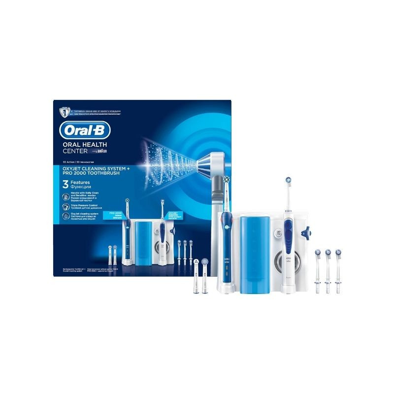 Oral B Set Periuta electica PRO 2 2000 Cross Action + Irigator Bucal, 600 ml, Alb