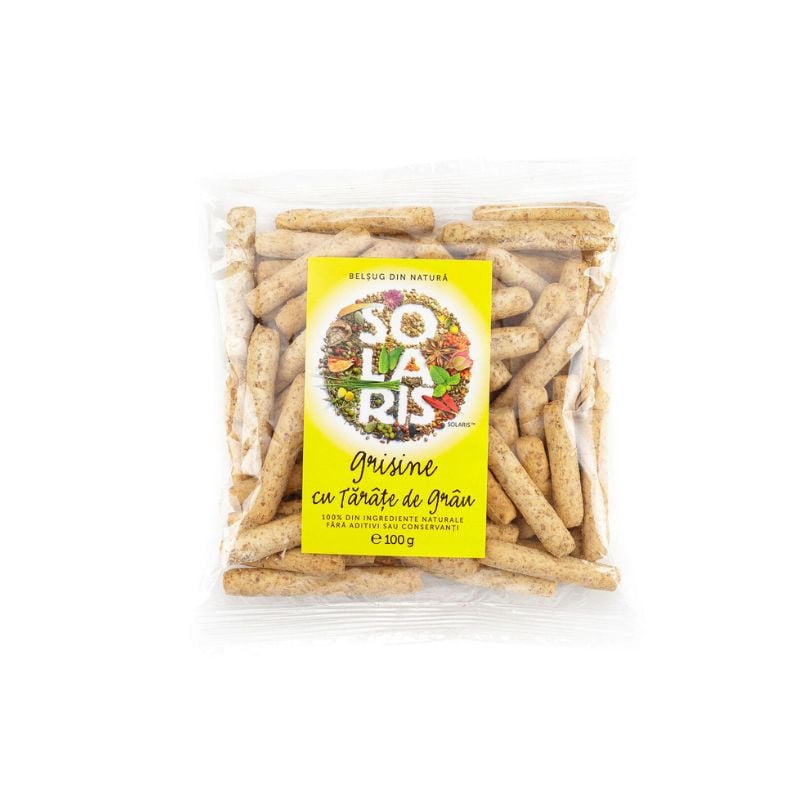Grisine faina integrala si tarate grau, 100g, Solaris