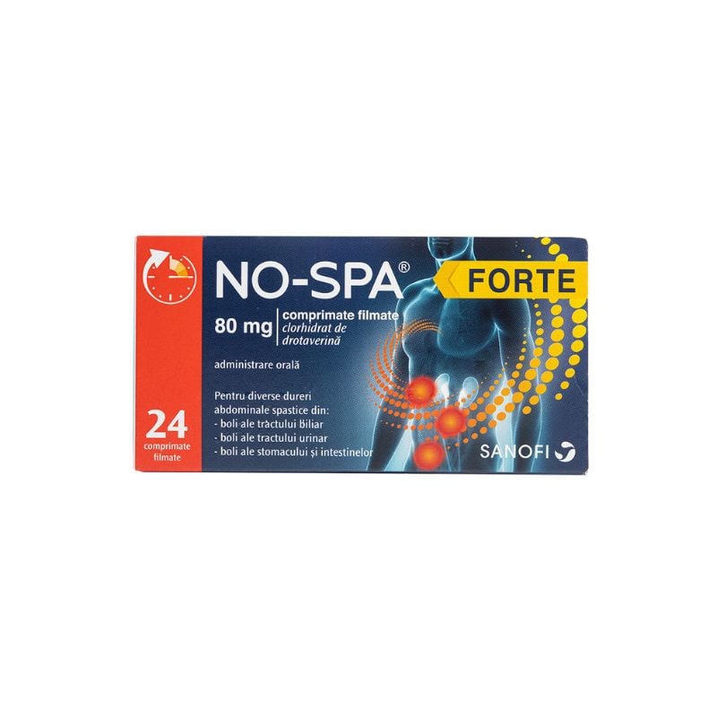 No-Spa Forte, 80 mg, 24 comprimate filmate, Sanofi