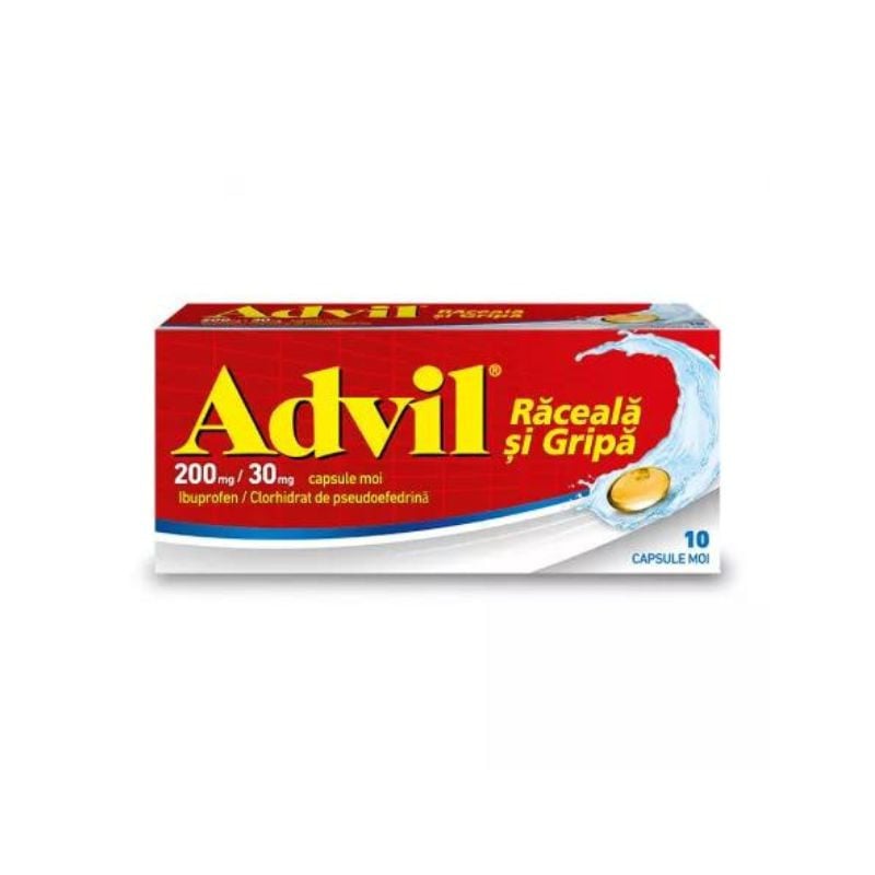 Advil Raceala si Gripa 200 mg / 30 mg, 10 capsule moi
