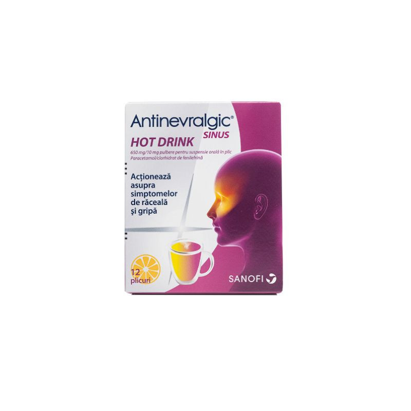 Antinevralgic Sinus Hot Drink, 650 mg/10 mg, 12 plicuri, Sanofi
