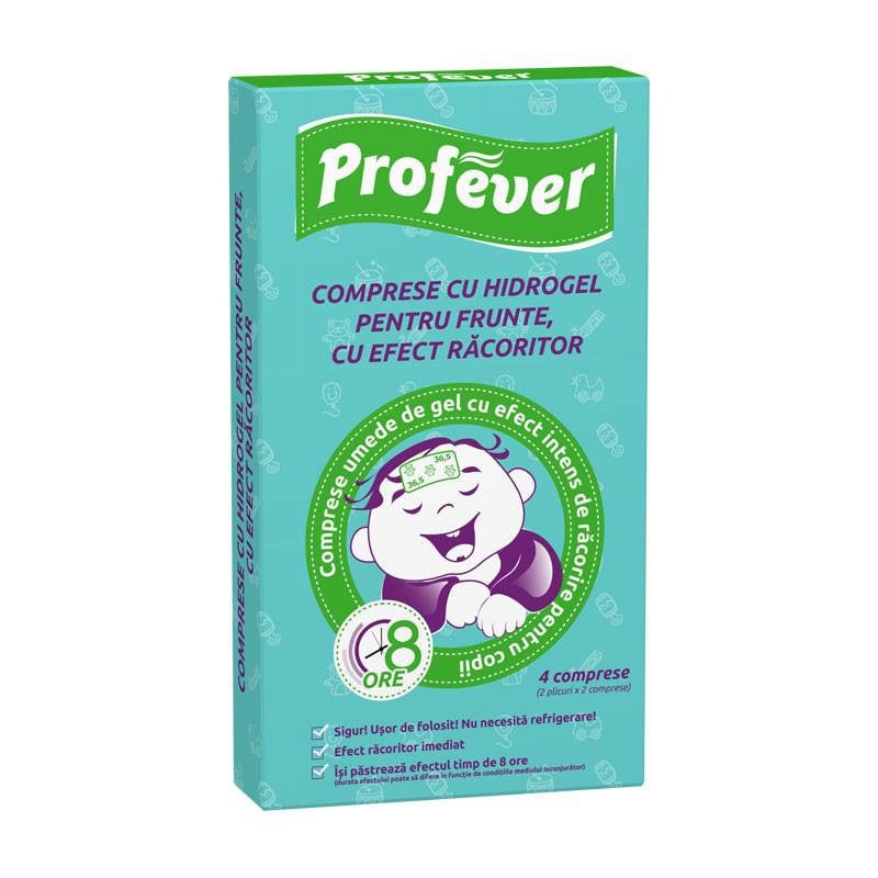 Profever comprese cu hidrogel pentru frunte, 4 comprese