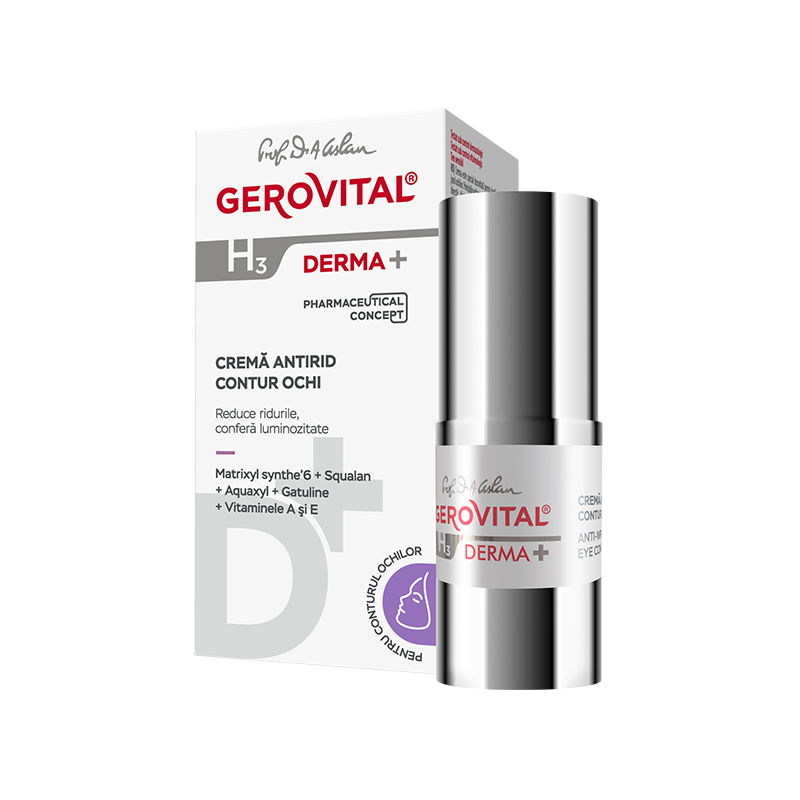 Crema antirid contur ochi H3 Derma+, 15 ml, Gerovital