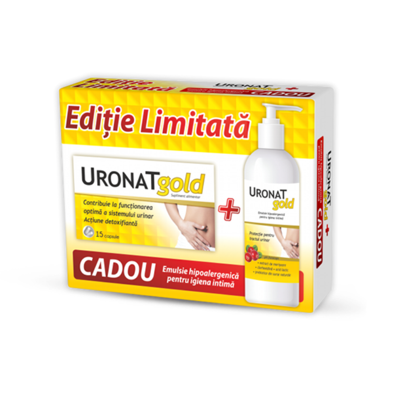 Uronat gold, 15 capsule + Uronat gold emulsie hipoalergenica, 400 ml