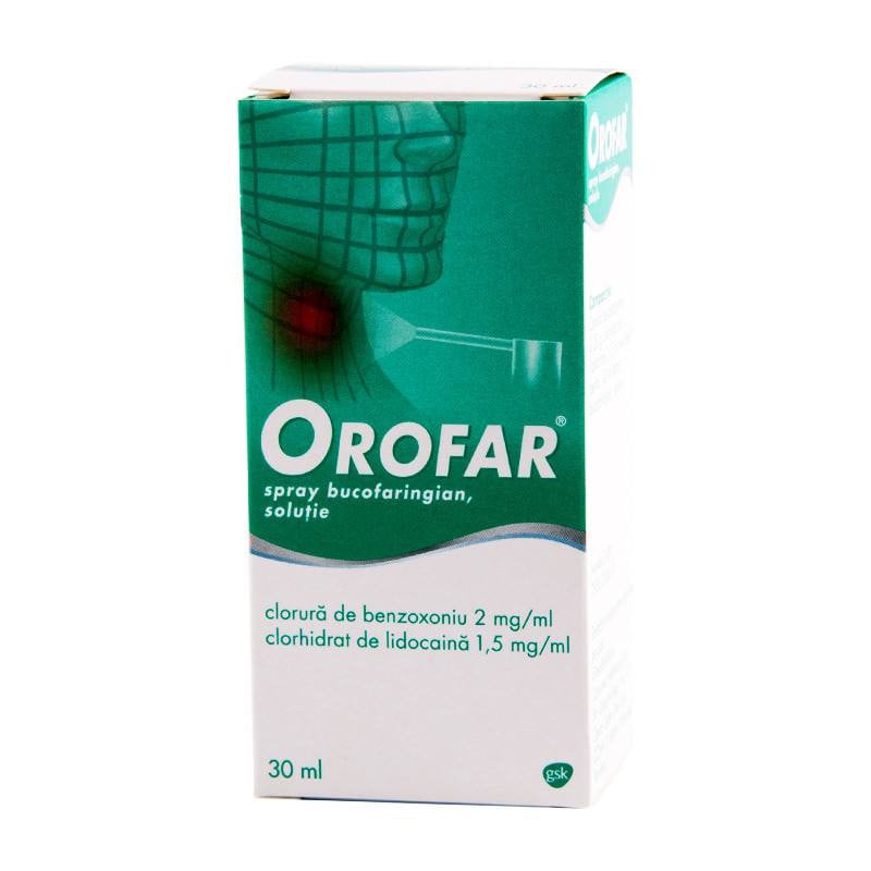 Orofar 2 mg / ml + 1,5 mg / ml x 30 ml spray bucofaringian, sol.