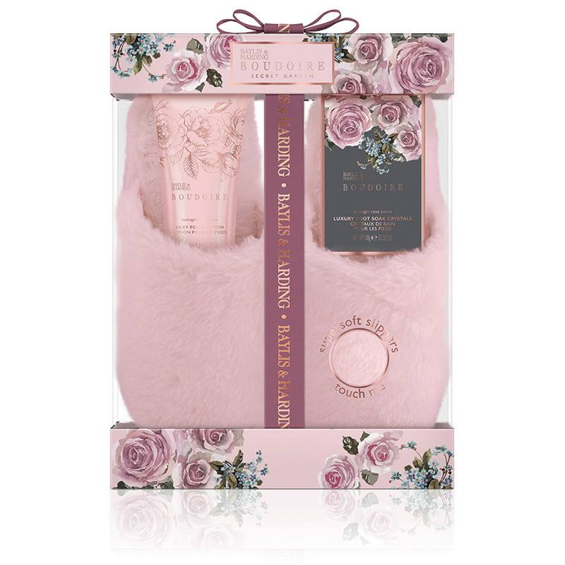 Baylis and Harding Set 3 piese - Papuci/ Sare baie 100g/ Lotiune picioare 140ml BD18SLIP