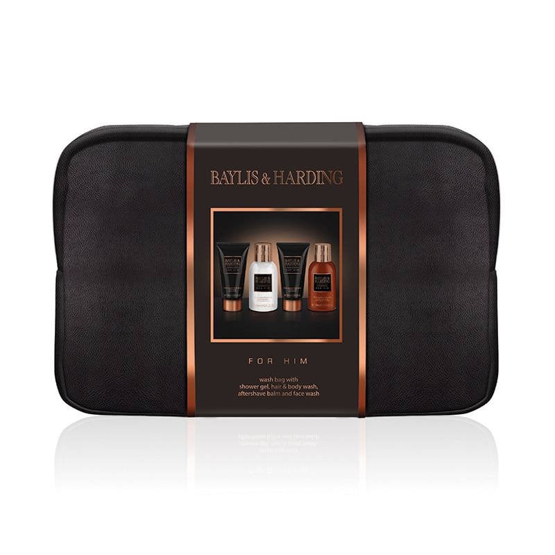 Baylis and Harding Set 5 piese - Trusa cosmetice/ Sampon 100ml/ Gel curatare ten 50ml/ Balsam Aftershave 100ml/ Gel dus 50ml