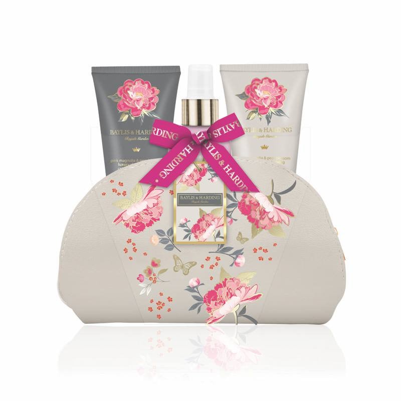 Baylis and Harding Set 4 piese Royale Garden RG18BAG - Portofel cosmetice/ Crema dus 50ml/ Lotiune 50ml/ Spray corp 100ml