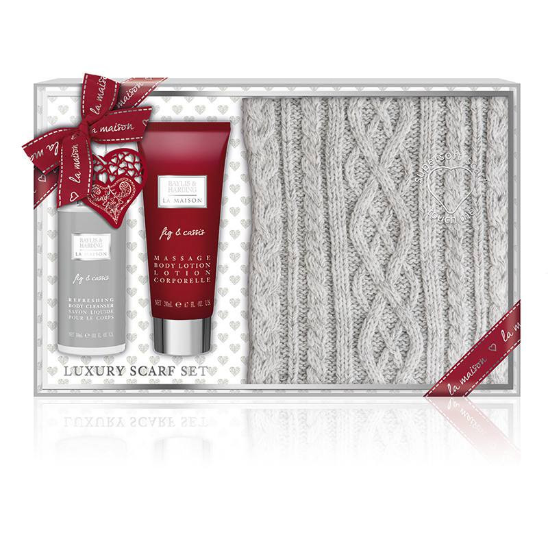 Baylis and Harding Set 3 piese La Maison LMFC182PSCARF - Fular/ Lotiune corp 200 ml/ Sapun lichid 300ml