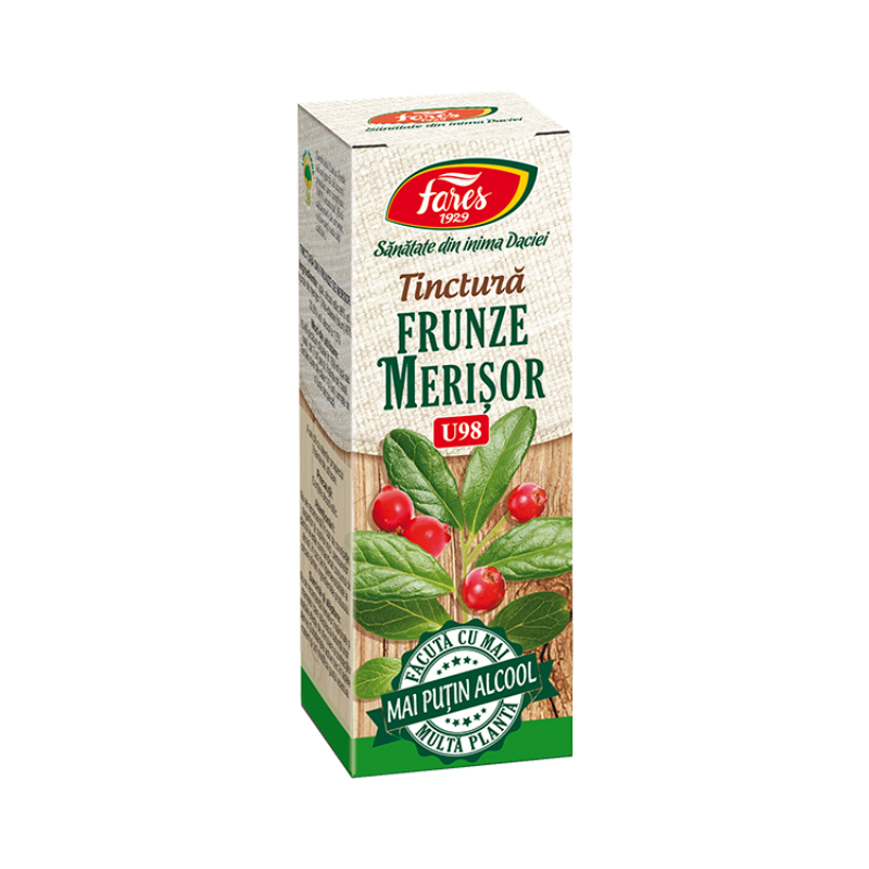 Tinctura din frunze de merisor, 50 ml, FARES