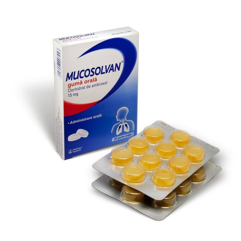 Mucosolvan 15 mg x 2 blistere x 10 gume orale