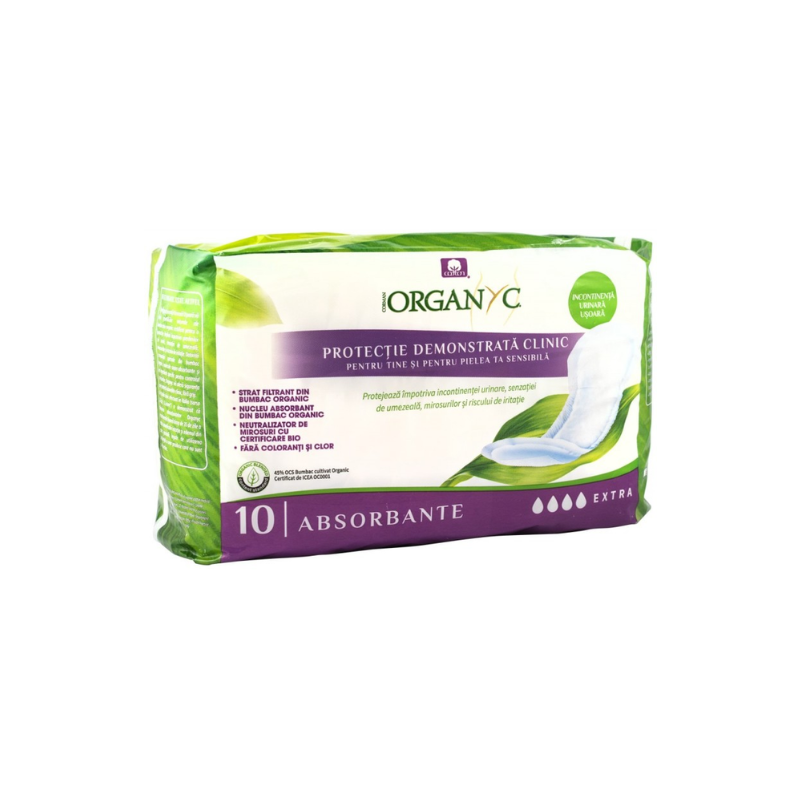 Absorbante extra din bumbac organic pentru incontinenta, 10 bucati, Organyc