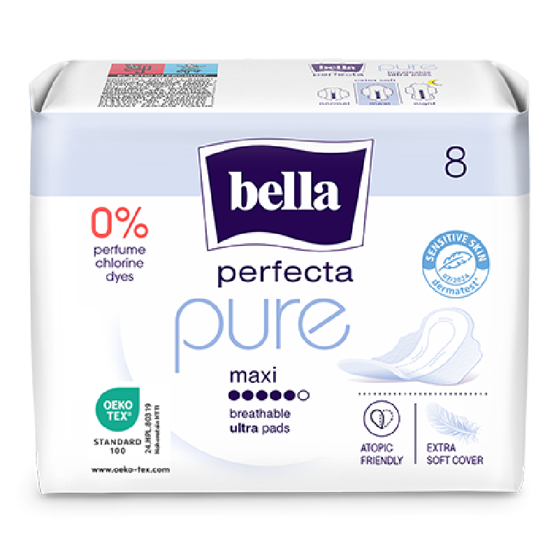 Absorbante igienice Perfecta Pure Maxi, 8 bucati, Bella