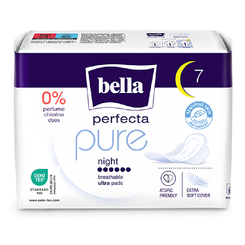 Absorbante igienice Perfecta Pure Night, 7 bucati, Bella