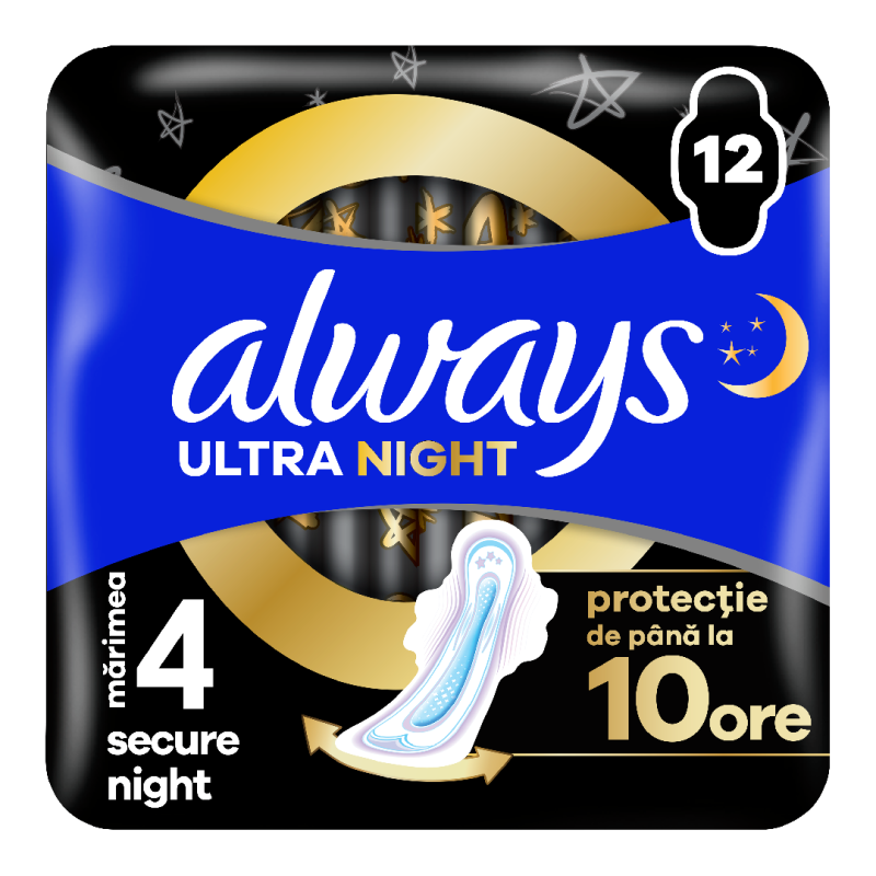 Absorbante Ultra Secure Night, marimea 4, 12 bucati, Always