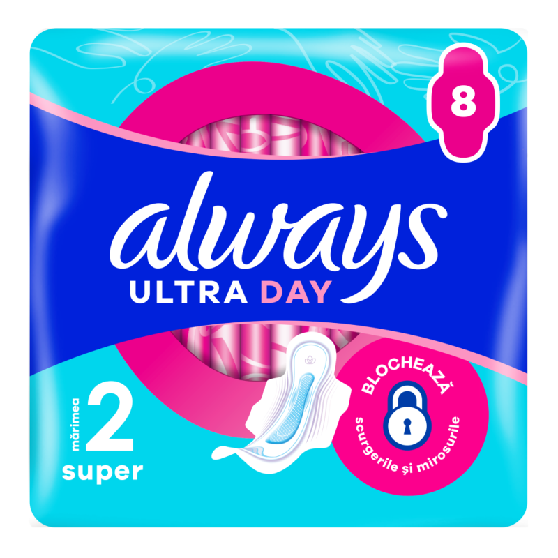 Absorbante Ultra Day Super, marimea 2, 8 bucati, Always