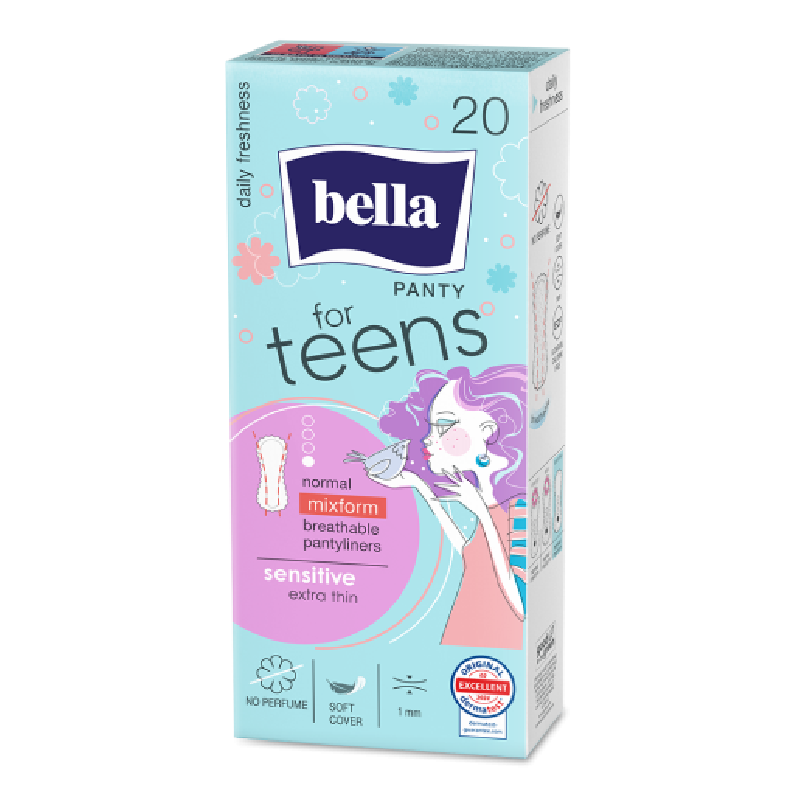 Absorbante zilnice Teens Panty Sensitive, 20 bucati, Bella