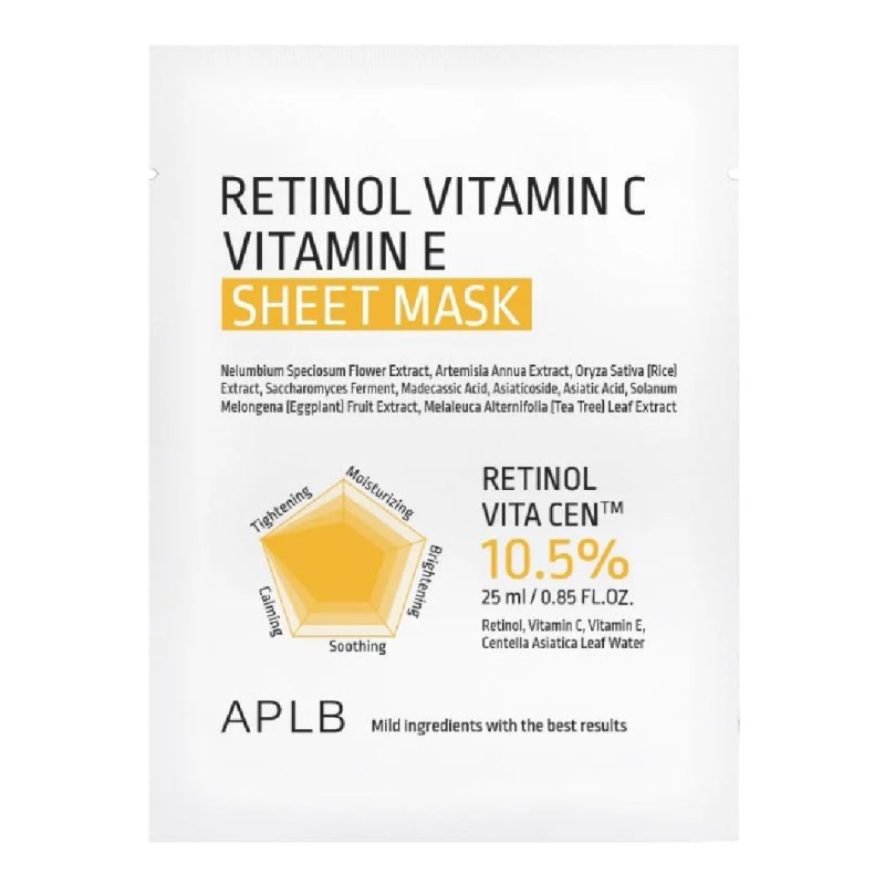 Masca tip servetel cu Retinol, Vitamina C si Vitamina E, 25 ml, APLB