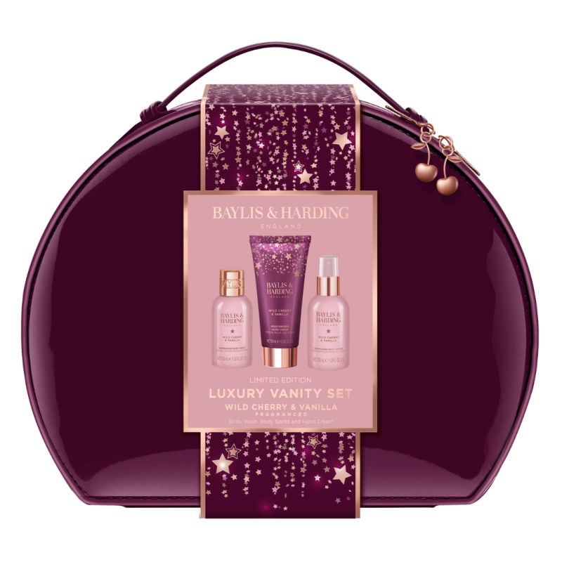 Set cadou în portfard Wild Cherry & Vanilla, 3 piese, Baylis & Harding