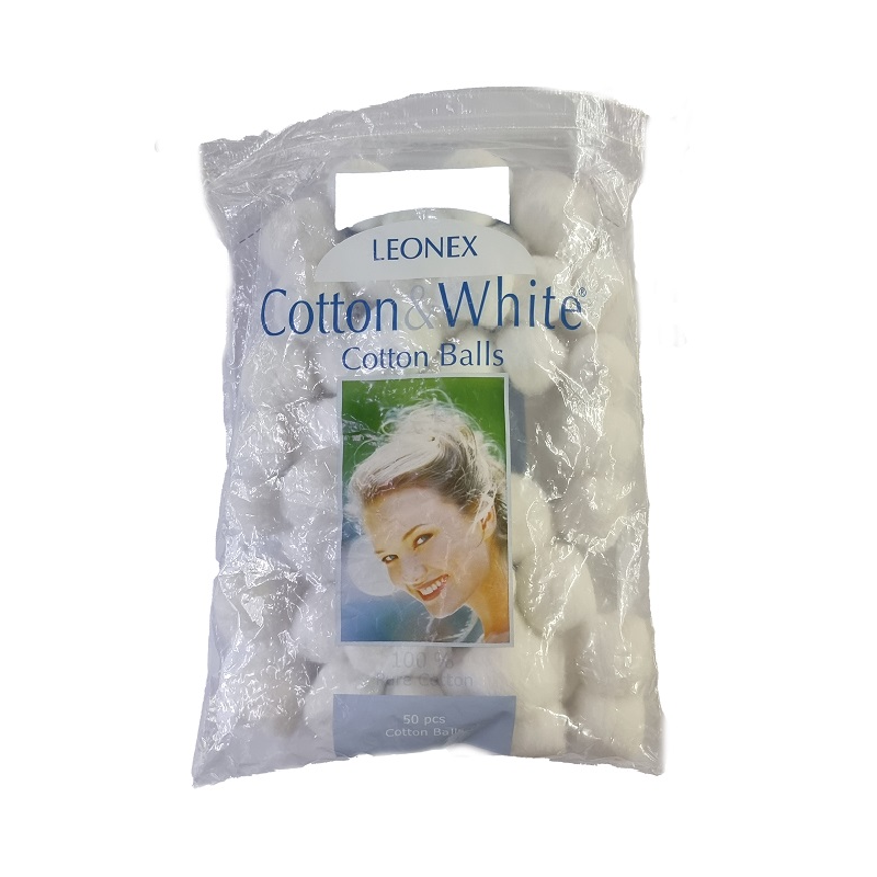 Bilute de vata Cotton & White, 50 bucati, Leonex