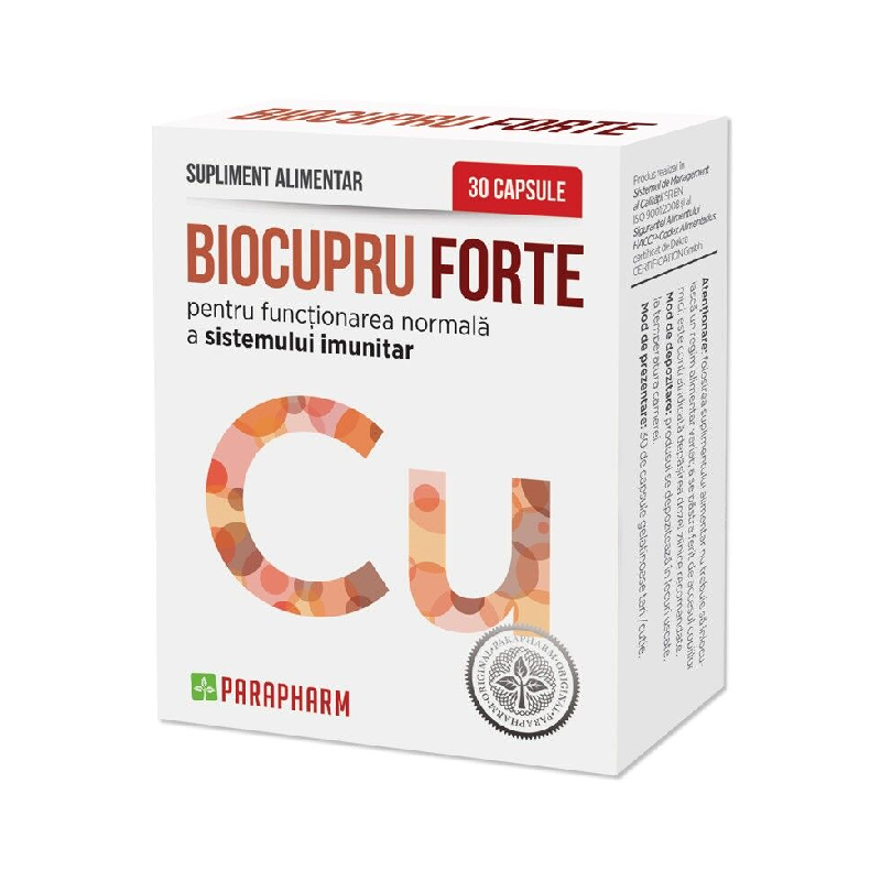 BioCupru Forte, 30 capsule, Parapharm