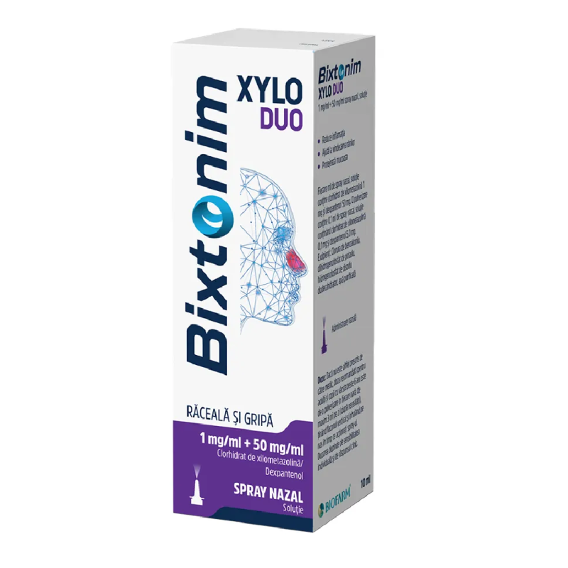 Bixtonim Xylo Duo adulti, 1 mg/ml + 50 mg/ml spray nazal, soluţie, 10.5 ml, Biofarm