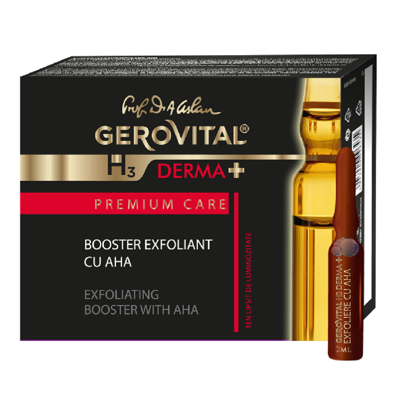Booster exfoliant cu AHA H3 Derma+ Premium Care, 4 fiole, Gerovital