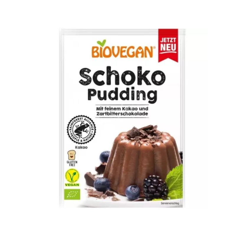 Budinca bio de ciocolata fara gluten, 55 g, Biovegan