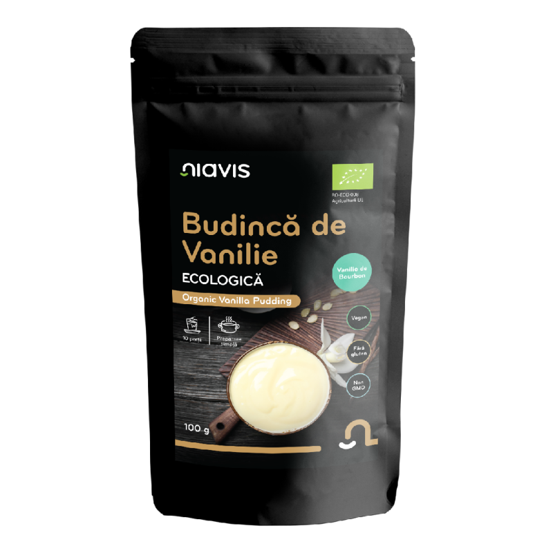 Budinca de vanilie Bio fara gluten, 100 g, Niavis