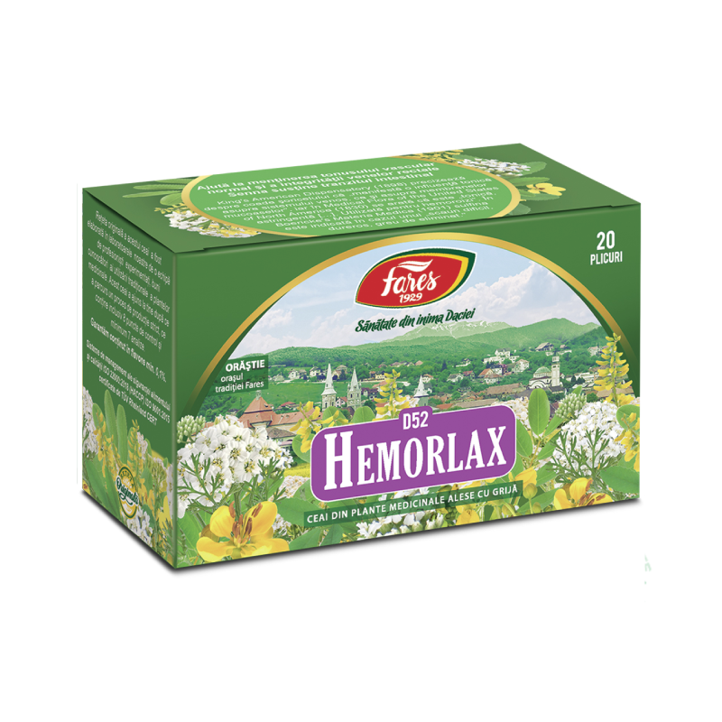 Ceai Hemorlax D52, 20 plicuri, Fares