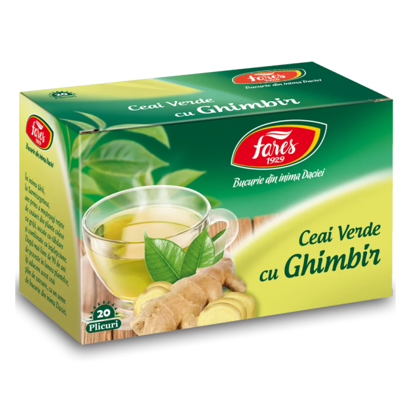 Ceai verde cu ghimbir, 20 plicuri, Fares
