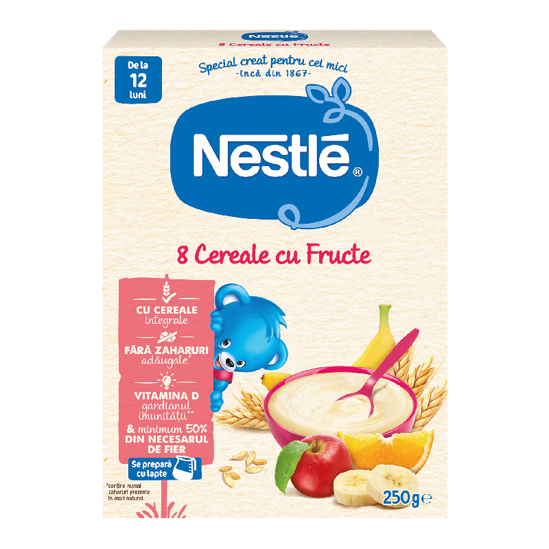 Mix 8 cereale cu fructe Infant Cereals, +12 luni, 250 g, Nestle