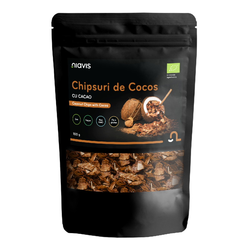 Chipsuri de cocos cu cacao, 100g, Niavis