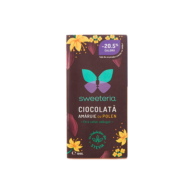 Ciocolata amaruie 70% polen 100g, Sweeteria