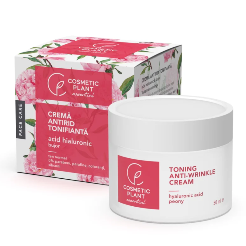 Crema antirid tonifianta cu acid hialuronic si bujor, 50ml, Cosmetic Plant