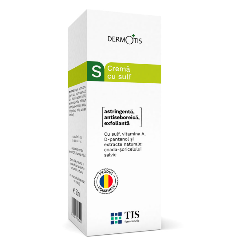 Crema cu sulf DermoTis, 50 ml, Tis Farmaceutic