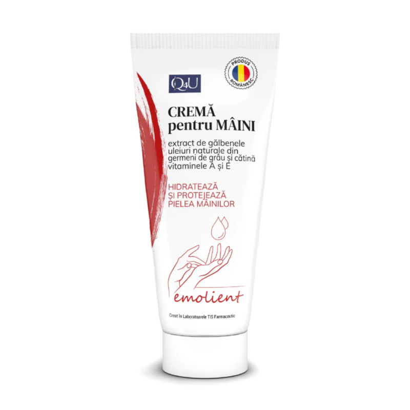Crema emolienta pentru maini cu Vitamina A si E Q4U, 100 ml, Tis Farmaceutic
