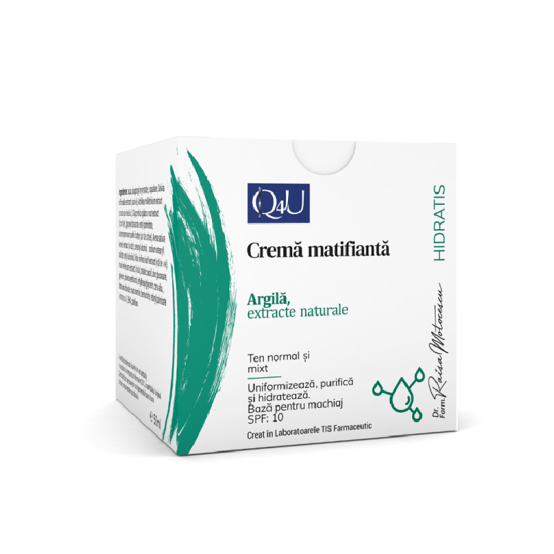 Crema matifianta cu argila Q4U, 50ml, Tis Farmaceutic