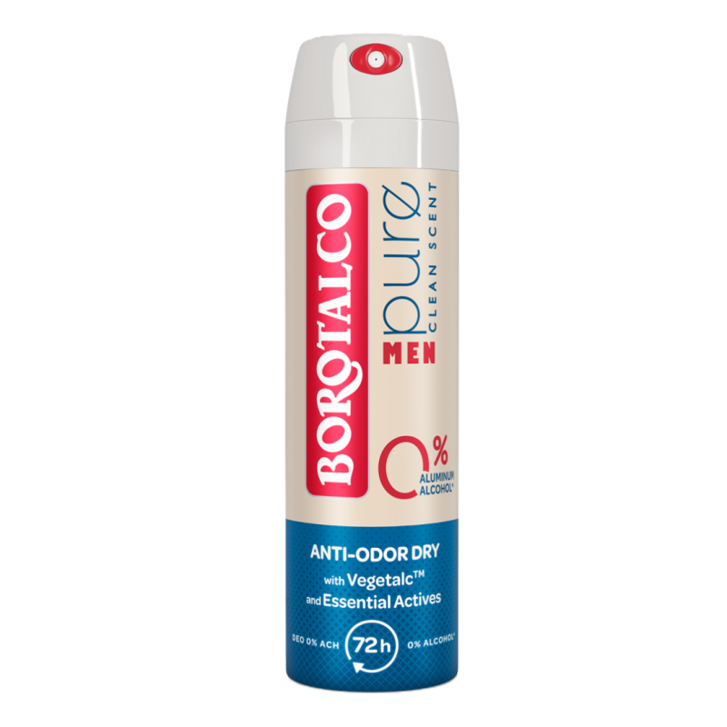 Deodorant Spray Men Pure Clean Scent, 150 ml, Borotalco