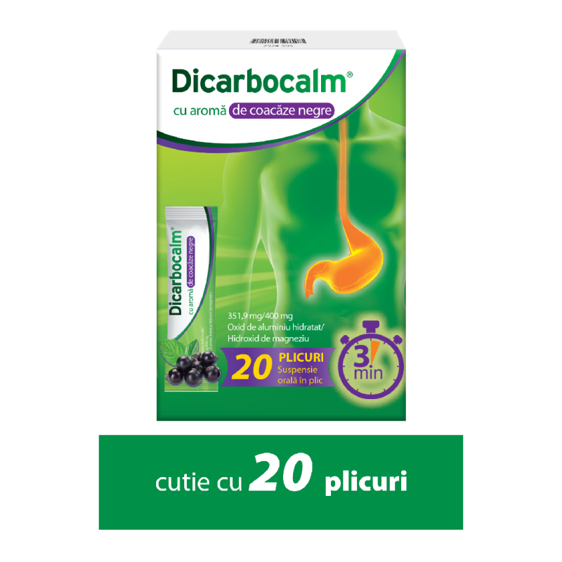 Dicarbocalm cu aroma de coacaze negre 351.9mg/400mg, 20 plicuri, Sanofi