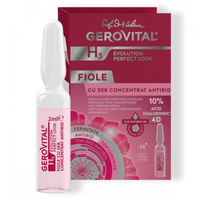 Fiolă cu 10% Acid Hialuronic 4D, H3 Evolution Perfect Look, 1 fiola* 2ml, Gerovital