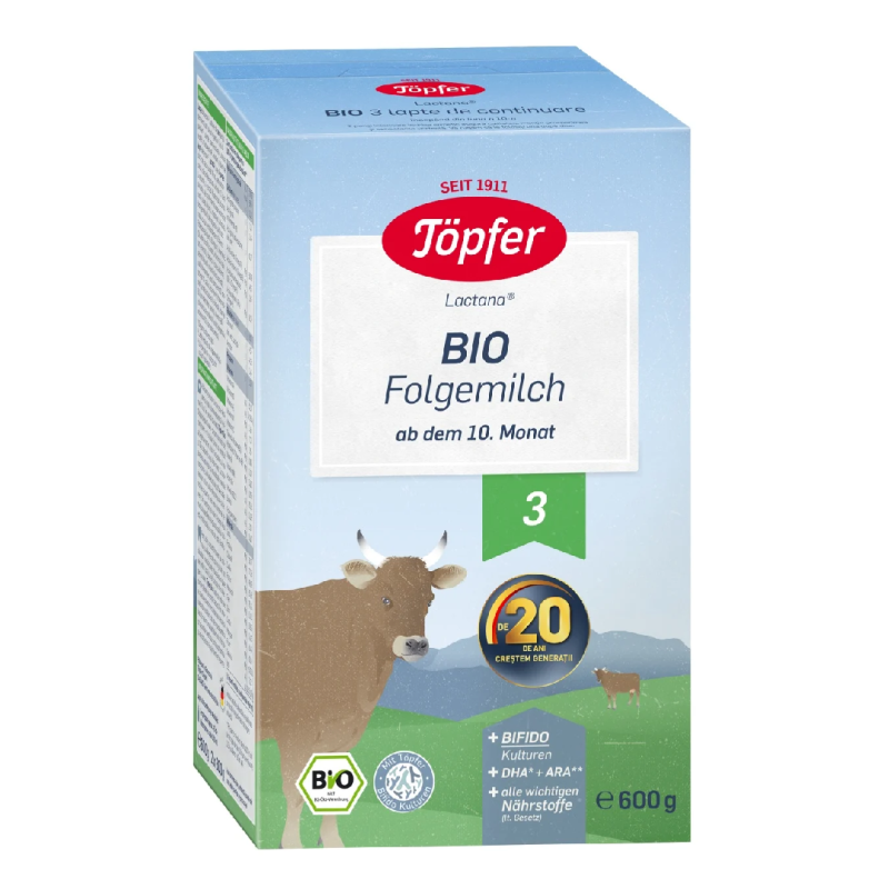 Formula lapte de continuare Bio 3, 10+ luni, 600 g, Topfer