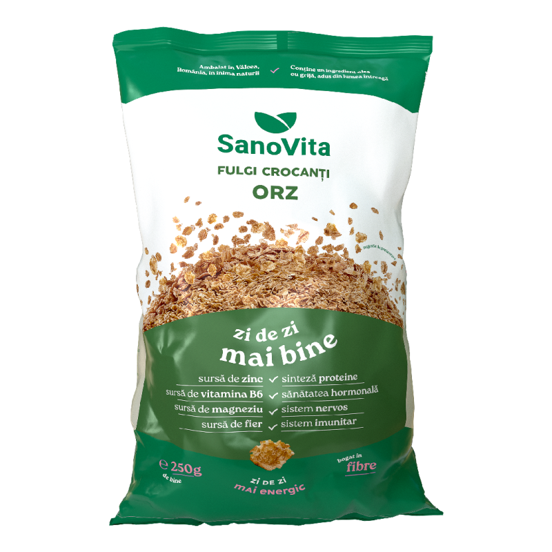 Fulgi de orz crispy, 250g, Sanovita