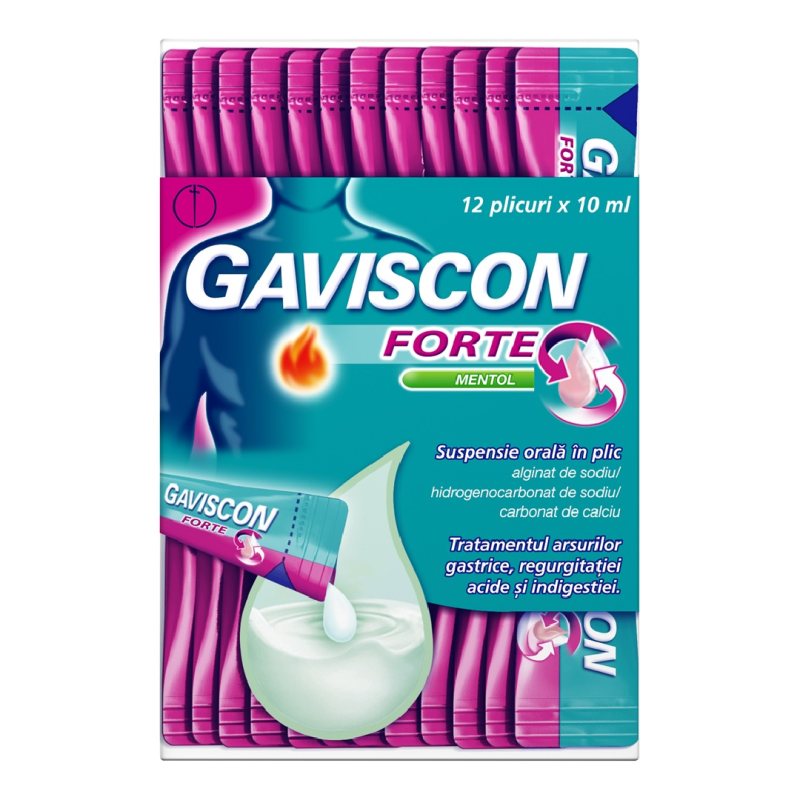 Gaviscon Forte Mentol suspensie orala, 12 plicuri*10 ml, Reckitt