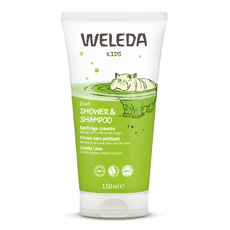 Gel de dus si sampon cu lime 2in1 Kids, 150 ml, Weleda