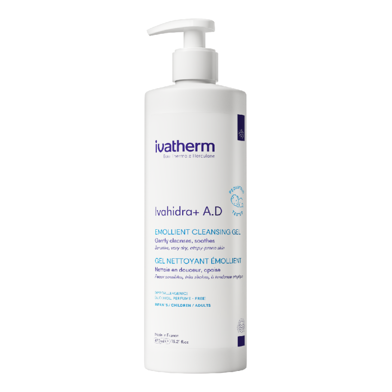 Gel de spalare emolient Ivahidra+ A.D, 450 ml, Ivatherm